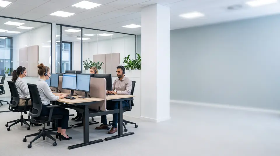 DotBPO team members working together at their desks